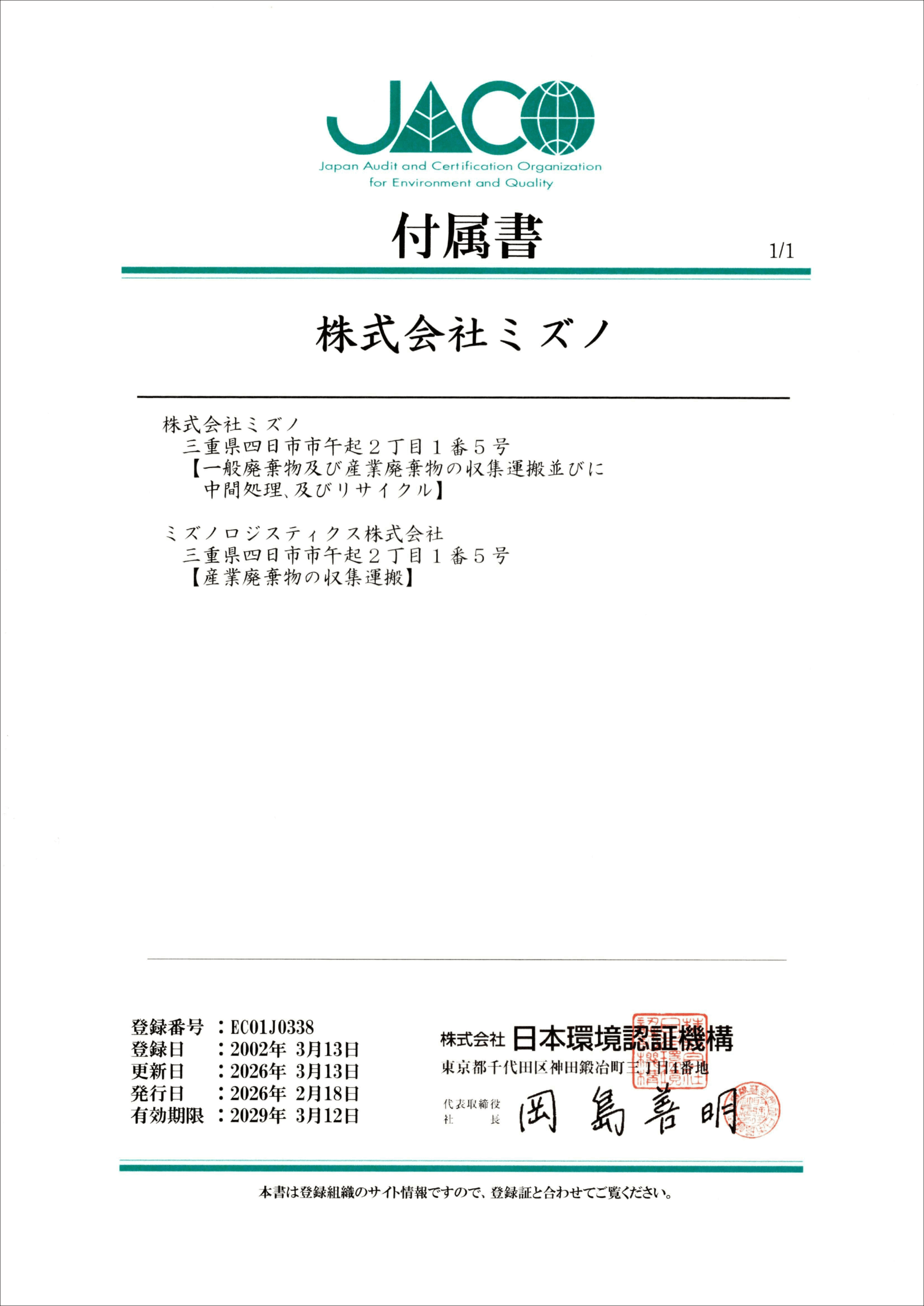 ISO14001付属書